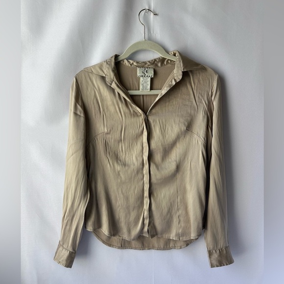 ICE Silk Long Sleeve Button Down Blouse - Picture 1 of 4